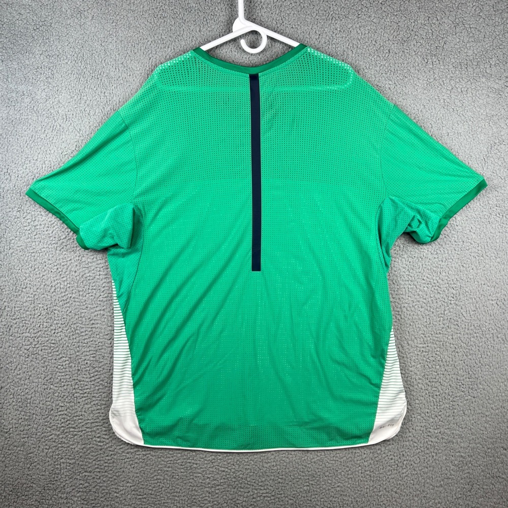 Nike Court Mens Green Striped Mesh Back Challenger Tennis T-Shirt XXL 728953-319 - Picture 9 of 16